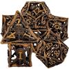 YlobdolY Set di 7 dadi in metallo cavo DND, vintage Golden Pirate, gioco di ruolo D&D, set di dadi in metallo poliedrico, set di dadi per giochi da tavolo Pathfinder Warhammer RPG