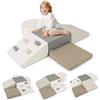 COSTWAY Set di 6 Blocchi di Schiuma per Arrampicata per Bambini, Blocchi in Schiuma per Arrampicarsi e Strisciare, Costruzione Mattoncini Morbidi per Bambini 12+ Mesi (Bianco e Grigio)