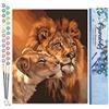 Figured'Art Dipingere con i Numeri - Paint by Numbers Coppia Leone E Leonessa, Passatempo per Adulti, Kit Completo, Hobby Creativi - Quadri fai da te 40x50cm senza cornice