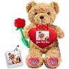 JABECODIFA Orsacchiotto Personalizzato con Foto Testo, Orsetto di Peluche con il Cuore come Regali Personalizzati per lui Natale Regali Compleanno Regali San Valentino Regali Anniversario (32cm)