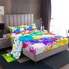 Loussiesd Set di biancheria da letto matrimoniale, hippie tie dye set di lenzuola per bambini adulti colorati in stile arcobaleno multicolore astratto lenzuola 4 pezzi con 2 federe