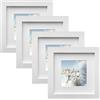 Zyiphor Set di 4 Cornice Foto 15x15cm Cornice Portafoto Quadrata in Legno con Vetro Acrilico Cornici da Tavolo con Passepartout per Montaggio a Parete (Bianco)