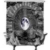 Ulticool Tenda da Doccia - con Luna e Stelle Naturali Nuvole Bohémien Montagne Psichedeliche - 180 x 200 cm - Lavabile Impermeabile - con 12 Anelli