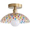 NICRX Vintage Lampada da Soffitto in Vetro Colorato 25cm/30cm,Plafoniera Semi-Incastrata con Base Dorata e Attacco E27,Déco Plafoniere Lampadari per Ingresso,Corridoio,Bagno,Soggiorno (30CM)