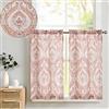 TOPICK Tende vintage in lino, stile rustico, motivo floreale, opache, per cucina, soggiorno, casa di campagna, set da 2 pezzi, rosso su beige, 65 x 115 cm