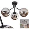 hofstein Lampada da soffitto Koyoto, lampada da soffitto in metallo/vetro nero/cromo/fumo, lampada moderna dal design retrò/vintage con ombrelli in vetro, Ø 15 cm, 3 x E14, camera da letto, soggiorno, cucina