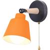iDEGU - Lampada da parete vintage/retrò E27, stile industriale, in legno e metallo, regolabile, con interruttore, moderna, per camera da letto, corridoio, cucina, soggiorno (arancione)