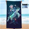 JINGTOPS Telo Mare Grande con Borsa 90x180 Asciugamano Microfibra XL Tartarughe Marine Meduse Asciugamani Bagno Asciugatura Rapida Coperta Mare Donna (Tartaruga 180X90)