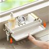 Dhisperares Porta Spugne Lavello Cucina da Appendere, Porta Spugna Organizer Cucina con Vassoio, Plastica Autoadesivo Organizer Lavandino, Rimovibile Portaspugne Lavello per Stracci, Spazzole, Spugne (Bianco)
