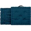 Il Gruppone Passione Casa Set 6 Cuscini per Sedie 40x40 cm - Cuscini Quadrati Trapuntati Spessore 6 cm con Maniglia, 100% Cotone - Cuscino Imbottiti per Cucina o Interno - Colori Resistenti ai Lavaggi di 40° - Petrolio
