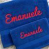 Manifattura Tessile Set Asciugamani Spugna Blu Cina - Set Viso e Ospite Personalizzati con Nome Ricamato, 100% Cotone Morbido e Assorbente, Ricamo Artigianale, Idea Regalo Uomo Donna