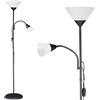 Monzana® Piantana Lampada da Terra 175cm 2 Luci E27 E14 Luce da Lettura con Braccio Regolabile Lampade a Stelo Soggiorno