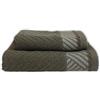 MAXIME MAISON - Set Asciugamani Bagno Viso e Bidet in Morbida Spugna 100% Cotone Assorbente (450 gr/m²) Set da Bagno 2 Pezzi Asciugamano Viso 55x100cm, Asciugamano Ospite 40x60cm (Chevrone Tortora)