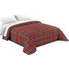 Tata Home Trapuntino Copriletto Tartan Trapuntato Primaverile Estivo 100 gr/mq Quilt Leggero Letto Singolo 160x260 cm Geometria Scozzese Made in Italy Colore Ortisei Bordeaux