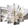 Cuadros B&D XXL - Quadro Fiori Giglio 5 Pezzi - Stampa su Tela Strutturata XXL Grande - Quadri Moderni Componibili Camera da Letto Matrimoniale - Stampe da Parete Arte - Astratto Natura