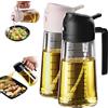 TrendPlain Spruzzino Olio per Friggitrice Aria 470ml, Dosatore Olio 2 in 1, Oliera Spray per Cucina, Insalata e Aceto, Accessori Cucina senza BPA (Nero&Pesca)