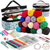 GreHom Uncinetto Set, 105 Pezzi Kit Uncinetto Principianti Kit Uncinetto include Uncini Ergonomici in Metallo, Lana, Custodia e Accessori per Lavorare a Maglia