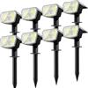 SUNNMO Faretti Solari a LED da Esterno con Sensore di Movimento, Lampade Luci Solari da Giardino Potenti 104LED 3Modalità, Faretto LED da Esterno Solare Giardino IP65 Impermeabile Luce Fredda, 8 Pezzi