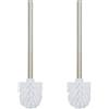 Relaxdays 4 spazzole per WC, Spazzola WC, Ricambio, Testa Removibile, Acciaio Inox, HxD 35 x 8 cm, Bianco, in Set