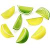 Lorigun 8 pz falso fetta fetta di limone guarnire frutta artificiale limone blocco cucina decorazione della casa cibo (verde giallo, ogni colore 4 pezzi)