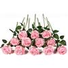 Kisflower 12 rose artificiali realistiche fiori singoli, bouquet di rose in seta per matrimoni, ufficio, decorazione della casa (rosa)