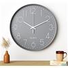 Uootach Orologio da Parete, 30 cm (12 pollici) Movimento al quarzo, design minimalista moderno nero, orologio da parete silenzioso per soggiorno, cucina, ufficio, camera da letto(grigio), GZ-06