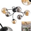 hofstein Lampada da soffitto Chehalis, lampada da soffitto in metallo/vetro in nero/fumo/ambra, design retrò/vintage con ombrelli in vetro (Ø 12 cm), 6 LED G9, senza lampadina
