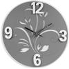 MA MAISON Orologio a Parete Tondo in Legno 50x50 cm con Decorazioni - Numeri Grandi in Rilievo, Moderno, per Cucina, Soggiorno, Camera, con Cornice - Grigio Assortito