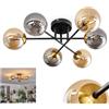 Hofstein Chehalis - Lampada da soffitto in metallo/vetro in nero/oro/ambra/fumé, illuminazione in stile moderno retrò/vintage con paralumi in vetro (Ø 12 cm), 6 x G9