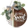 KOSLEOW Ghirlanda Porta Ingresso in Legno con Targa, Decorazione Bohémien 30 cm con Fiori Artificiali, Decor per Casa, Parete, Salone, Décoration Murale per Interno ed Esterno