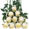DuHouse 10 rose artificiali in seta per bouquet di fiori finti lunghi steli per decorazioni per matrimoni e feste (bianco sporco)