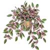 Oairse Piante finte in vasi di metallo dorato, 41 cm, pianta artificiale in vaso, piante ricadenti finte Tradescantia Zebrina per interni ed esterni, casa, ufficio, bagno, cucina, mensola, scrivania