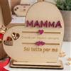Generico Mamma Festa della Mamma - Cuore in Legno Colorato con Dettagli Fucsia - Scatola Regalo Inclusa - Targa Decorativa da Appoggio - Idea Regalo Originale Compleanno Mamma