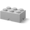 Room Copenhagen LEGO Storage Brick 6 Knobs grigio medio,Scatola Portaoggetti Impilabile da 8,47 l - Prodotto LEGO, Contenitore in Plastica con Coperchio, Organizer per Scrivania e Stanza, Porta Giochi