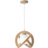 Braumanufaktur Hertl Hertl Illuminazione a sospensione con supporto in legno in stile giapponese vintage Lampadario a cerchio creativo Paralume in vetro bianco Lampada a sospensione Decorazione a LED for ristorante Lampad