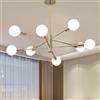 LIGINOK Plafoniera industriale in metallo, 8 luci, lampadario sputnik, vintage, E27, lampada da soffitto argentata, moderna per soggiorno, camera da letto, cucina, corridoio, senza lampadina