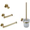 PEKMAR Accessori hardware per il bagno Set Kit in ottone zigrinato oro spazzolato Porta asciugamani Anello porta accappatoio Porta carta Porta asciugamani Porta scopino, set WC