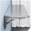 Qiydia Tavolo Pieghevole da Parete, Mensola Galleggiante in Acciaio Inox, Scaffale Portaoggetti da Cucina, Scrivania Pieghevole da Parete per Bagno, Garage, Lavanderia, 60x30cm(24x12inch)