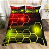 Homemissing Set di biancheria da letto a nido d'ape per bambini, ragazzi e ragazze, set copripiumino geometrico con alveare, per letto singolo, decorazione per camera da letto, copripiumino rosso e giallo,