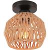 LIGKIN Plafoniera Vintage E27 Lampadario Soffitto Industriale Gabbia Metallica e Corda di Canapa Plafoniera Vintage Industriale Plafoniere per Corridoio Salone Cucina Soggiorno, Ø16CM