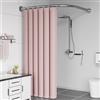 KJHWYXD Bastone Per Tenda Da Doccia Angolare A L, Asta Per Tenda Da Doccia A Curva Telescopica Senza Foratura, Senza Supporto Soffitto, 304 Acciaio Inox, Per Bagno Cam(Size:B 70-95cm x 90-130cm,Color:argento)