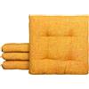 IlGruppone Passione Casa Set 4/6 Cuscini Sedia Con Lacci 4 Punti Cucina Imbottiti Spessore 6 Cm Prodotto Italiano 40 x 40 in Cotone Tinta unita - Giallo - 4 Pezzi