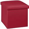 IlGruppone Pouf Contenitore Quadrato Portaoggetti in Ecopelle Poggiapiedi Salotto Sgabello Pouff Camera Design con Coperchio MOD Liam - Bordeaux