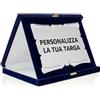ATS Incisione Targhe & Timbri Targa Personalizzata con Astuccio in Velluto - Regalo per Premi, Laurea, Matrimonio - Made in Italy (Blu - Targa Pergamena Argento (26×21 cm))