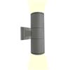 Partenopea® Applique Lampada faretto Luce led da Muro per Parete con doppio attacco UP & DOWN GU10 a Biemissione moderno Interno Esterno IP65 max 120W (Grigio, Luce Naturale 4000K)