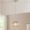 lux.pro Lampada a Sospensione con Paralume a Cono Piatto in Tessuto Ø35 cm Lampada da Soffitto con Luce Diretta Lampadario per Cucina Sala Pranzo - Bianco/Beige