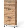 Vicco Scarpiera Amber, Quercia Wotan, 62 x 130 cm con 3 scomparti