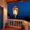 XINYASEE Lampade a sospensione all'aperto, luce del pendente del giardino del corridoio del balcone della villa all'aperto del Gazebo impermeabile E27 base a spirale (PDWP-12-Oro)