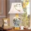 XINYASEE Lampade da tavolo in ceramica, lampada da tavolo per camera da letto con vaso a forma di uccello e fiore, lampada da comodino per soggiorno E27, paralume in tessuto (Bianco)