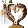 Gungtj Statua di cavallo, statuetta di cavallo in legno, 18 x 20 cm, scultura artistica con animali in, ornamento artigianale per posto di lavoro, ingresso, asilo, mensola del soggiorno